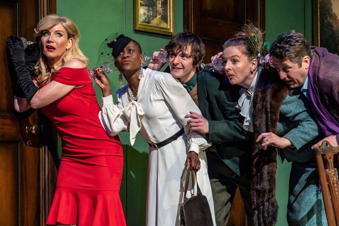Michelle Collins (left) heads a talented cast in this crazy and rather silly whodunnit.   All pictures: Craig Sugden